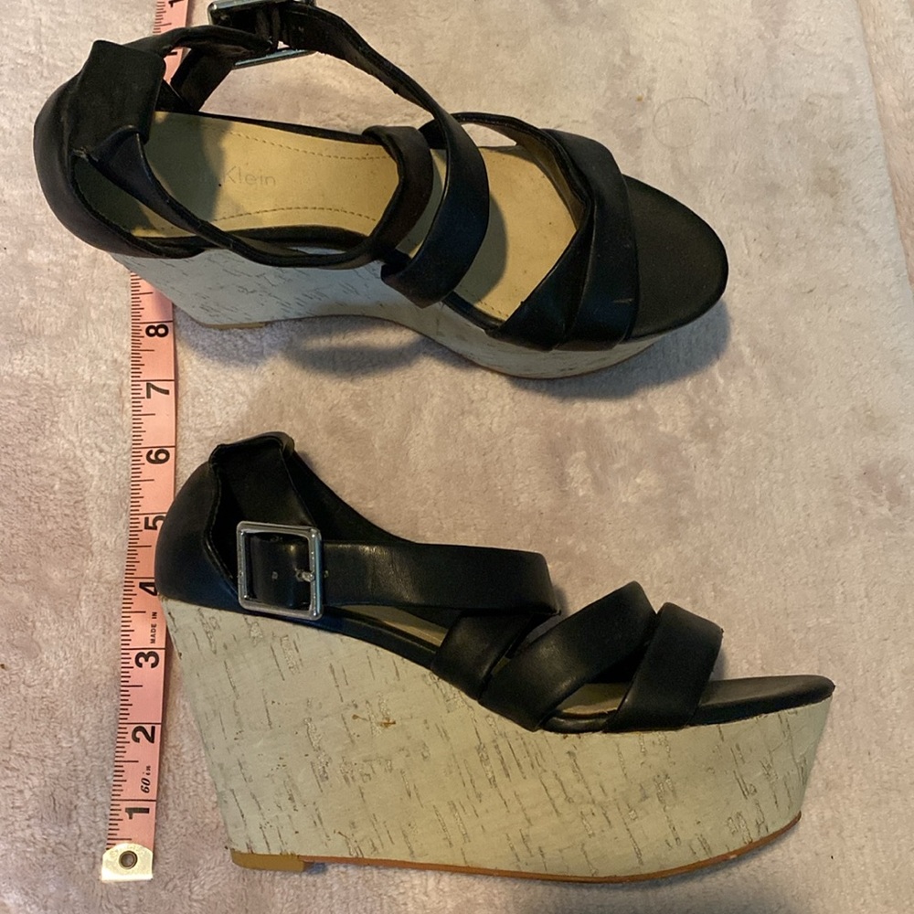 Calvin Klein Platform Wedge Strappy Sandals - Picture 2 of 5